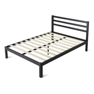 China Black Wooden Slat Bed Frame 0.6-1.5mm Thick Steel Pipe With Headboard wholesale