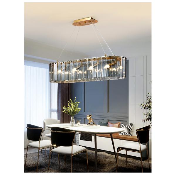 Luxury living room chandeliers blue glass hanging lamp rectangle chandelier kitchen lights hanging(WH-CY-194)