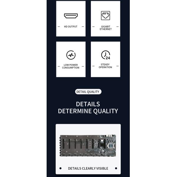 B75 PC Computer GPU Mining Motherboard Graphics Eight Card Slot Large Spacing ETH