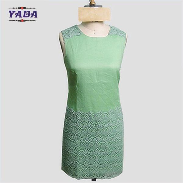 High quality elegant sleeveless green girls a line skirt summer dress 2017 women dresses ladies with lace