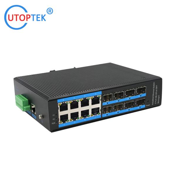 UT88GMP-SFP L2 Managed Industrial 8x1000M SFP port+8x10/100/1000M RJ45 POE port +1xConsole port, DIN Rail,-40 ~+85 ℃