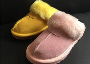 China Ladies Genuine Sheepskin Slippers Mules Non Slip Hard Sole Womens winter Warm Slippers wholesale