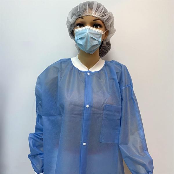 China Medical Disposable PP Non-woven Lab Coat with Cuffs wholesale