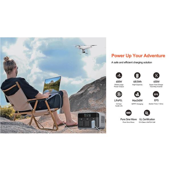600W Portable Solar Power Station LiFePO4 Battery Solar Generator For Camping