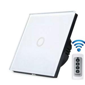 China EU Standard Crystal Glass Panel Touch Screen light Switch 1 gang/2 gang/3gang Remote Control Wireless Switch with LED on sale