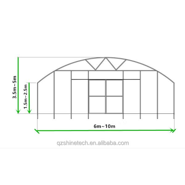 Green Vegetable Tunnel Greenhouse With Easy Assembly And 150/200micro Film