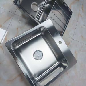 China 304 Stainless Steel Double Bowl Kitchen Sink with Drainer on sale