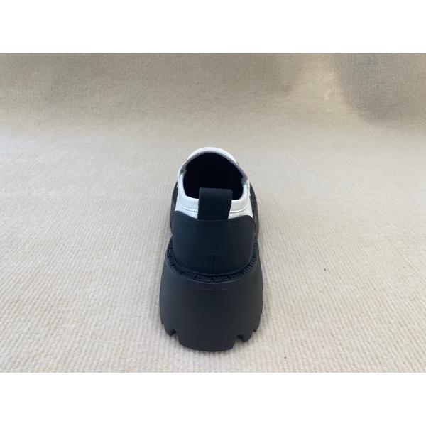 Black White Thick Sole Loafers Womens British Style Thick Soled Leather Loafers