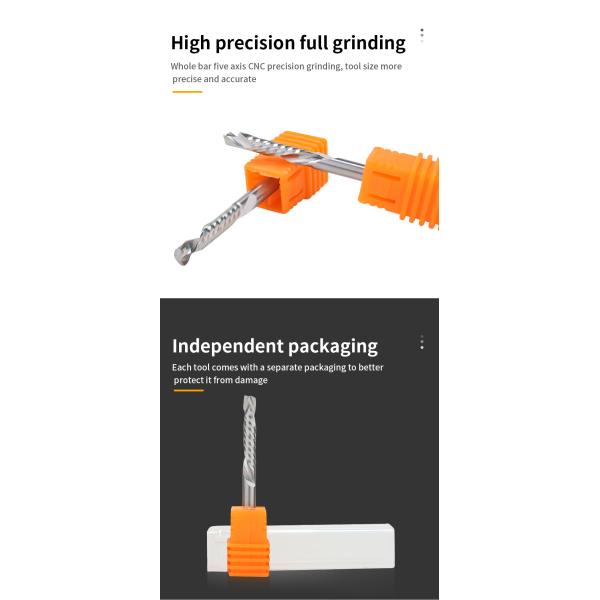 YingBa Factory Customization up Down Cut Compression Router Bit Cnc Tools One Flute Spiral End Mill Tools for Wood