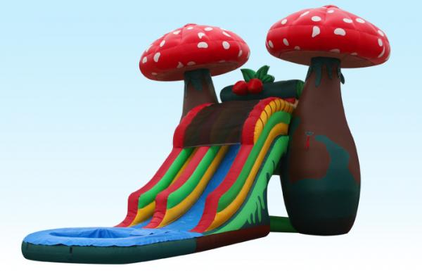 Quality Amazing Special 23Ft Mushroom Inflatable Water Slides With Small Pool For Party for sale