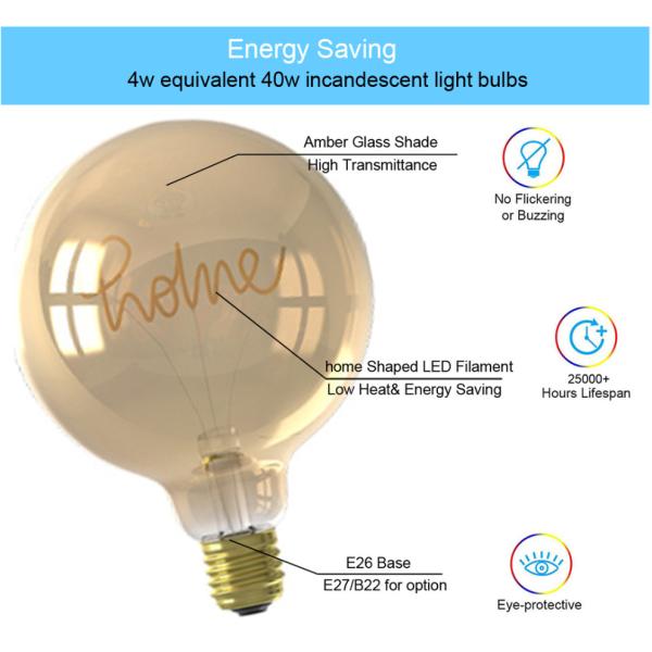 2200K Flexible LED Bulb G125 Letter Home Amber Vintage Light Bulbs 125*175mm