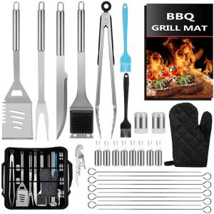 China Silver BBQ Utensil Set Heatinsulated Antirust With Storage Bag wholesale