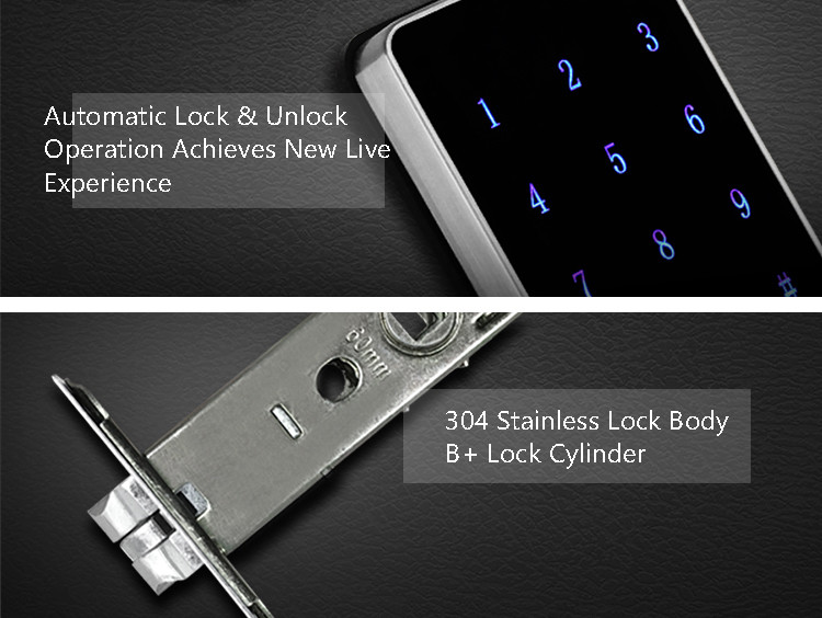 APP Control Remote Front Door Lock , Smart Bluetooth Self Locking Door Lock