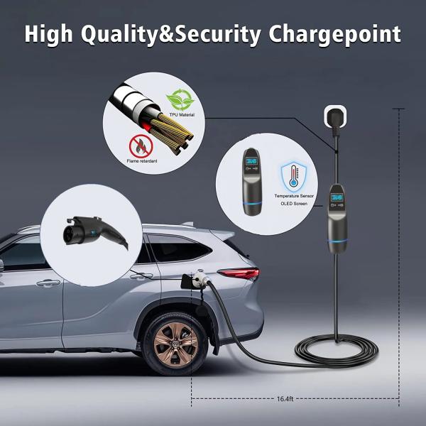 100-240V Type 2 EV Charger 8/10A Adjustable Australia Portable EVSE Charger Plug In