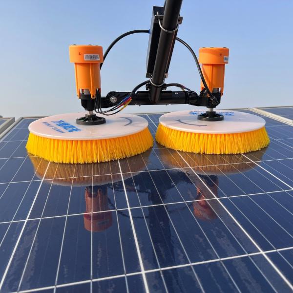 Quality Electric Double-Disc Rotating Brush for Solar Panel Cleaning with Long Telescopic Pole for sale