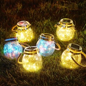 Buy cheap Crackle LED Solar Lights Patio Glass Hanging Lights Wishing Christmas Mason Jar from wholesalers