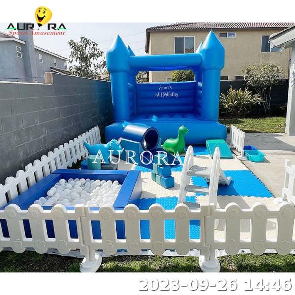 Ball Pit With Slide White Inflatable Bounce House Soft Play Equipment Package