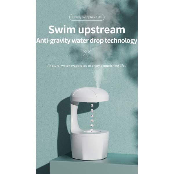 HOMEFISH Anti Gravity Cool Mist Humidifier Small Room Back Flow Humidification Machine White 800ml Capacity