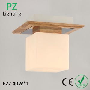 Mini 1x40W E27 sockets wood ceiling lamp square ceiling lighting with remote controller