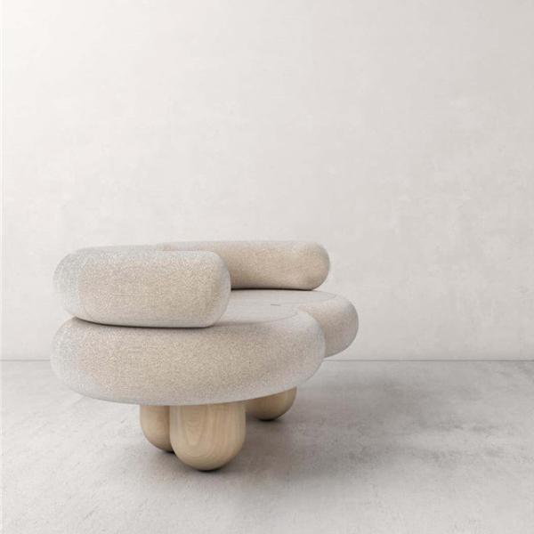 Fabric Leisure Chair Flannel Solid Wood Special-Shaped Single Sofa Love Seat