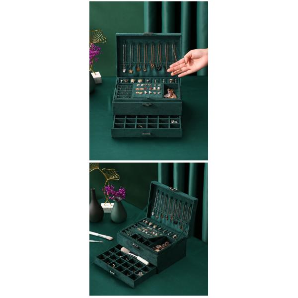 Handmade Velvet Wooden Jewelry Box Organizer For Necklace Earring Ring Bracelet