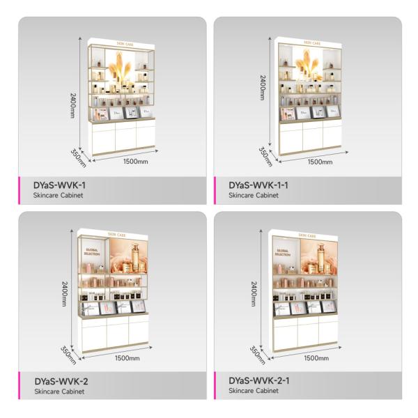 Cosmetic Store Cabinet White Wooden Skincare Cabinet With Light Box Cosmetic Display Counter For Space-Saving Shop Fitting And Branded Display Rack