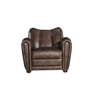 Buy cheap 35'' Vintage Cigar Leather Leisure Armchair With brass nail heads handworkcraft from wholesalers