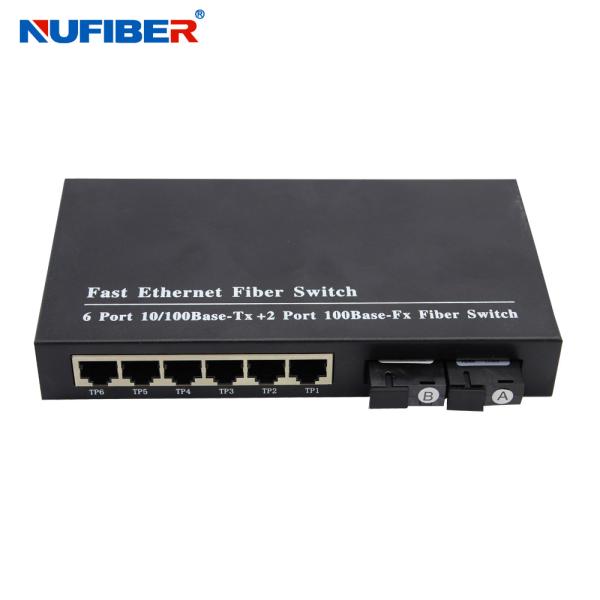10/100M 6 port rj45+2 fiber port with single fiber SC 1310nm/1550nm 20km optical fiber ethernet switch