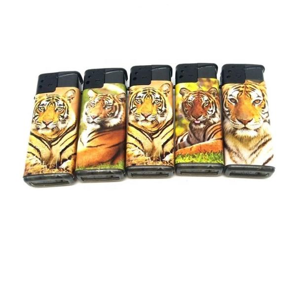 High Quality ISO9994 Standard Turbo Flame Windproof Gas Lighter with Tiger Sticker