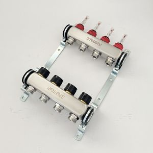 Stainless steel manifold for hydronic underfloor heating
