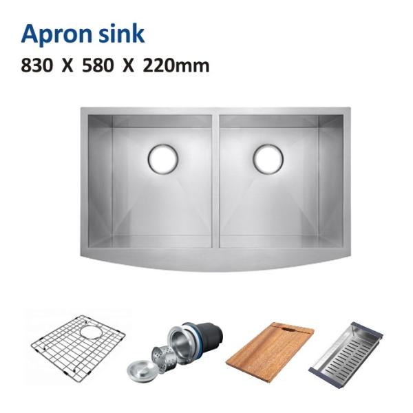 Quality 36 Inch Stainless Steel Double Basin Apron Front Sink 83x58 Brushed 50 50 for sale