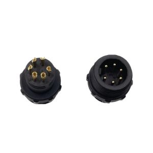 Male PCB 6Pin Circular Connector PA9T Gold Plated Customized