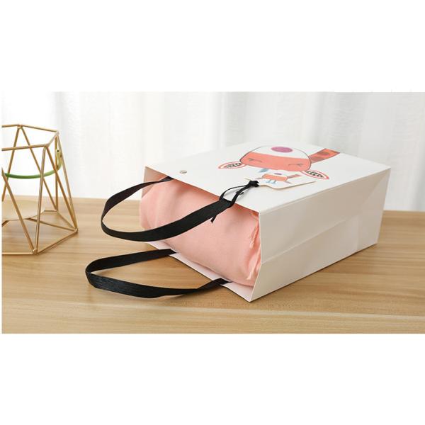 Durable Carton Card Paper Bag Cartoon Animal Pattern With Twist Handle
