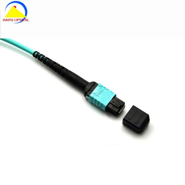 Aqua OM3 50/125um 12 Cores MTP MPO Patch Cable High Speed Multimode