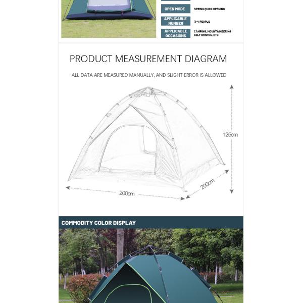 200x200cm Area Four-Season Outdoor Pop Up Camping Tent Automatic Outdoor Tent