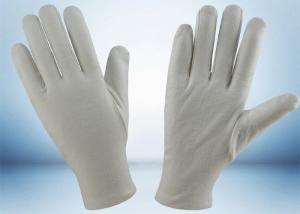 China Bleached White Cotton Inspection Gloves , Cotton Glove Liners Hemming Cuff wholesale