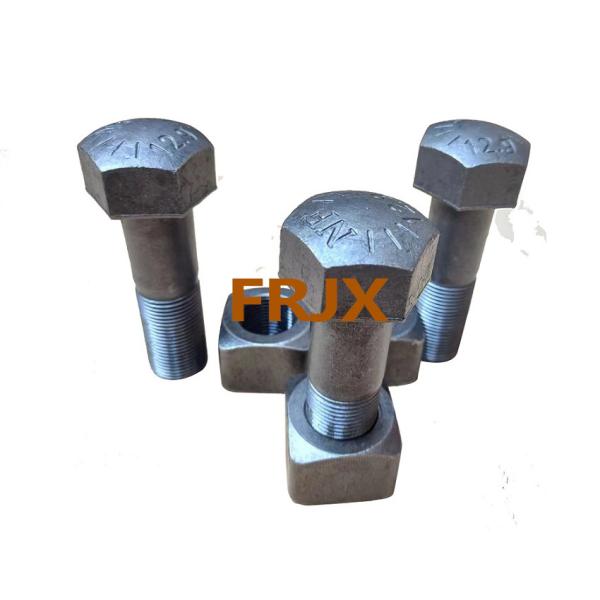 Heavy Duty Excavator Track Bolts New Quenching And Tempering Heat Treatment Zinc Finish