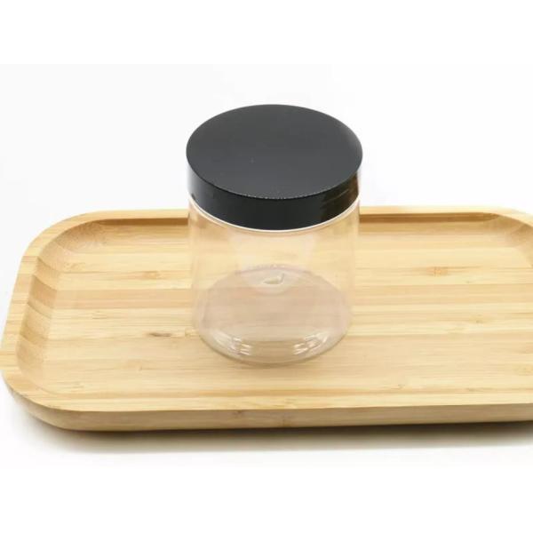 Empty Screw Cap 400ml Plastic Jar Transparent Refillable With Black Lid