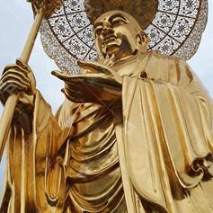 China Bronze Buddha Sculpture of Ksitigarbha Bodhisattva With Gold Leaf Finish wholesale