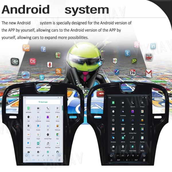 Android Qualcomm Aftermarket Chrysler 300C Radio Head Unit 2013-2017 2018 2019 2 Din