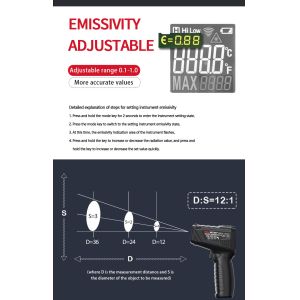 Non-contact measurement Handheld Industrial-grade thermometer 13-point laser
