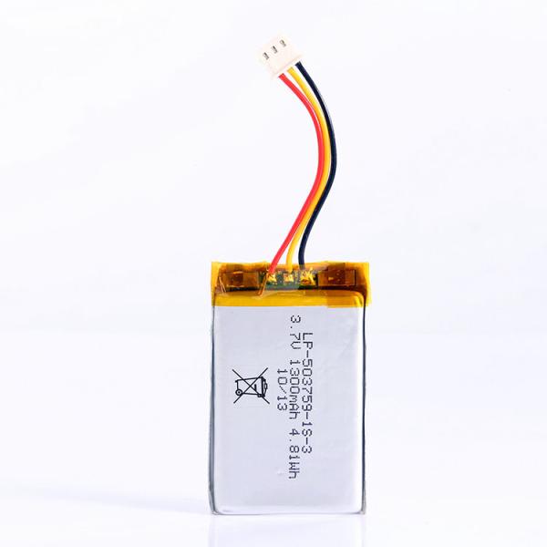 Consumer Electronics Use Lipo Batteries 503759P 3.7V 1300Mah Lithium Ion Polymer Rechargeable Battery Pack
