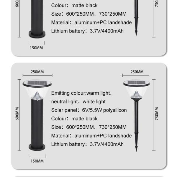 Solar Led Garden Lawn Lights Lanterns Warm White Super Bright Landscape 219x605mm