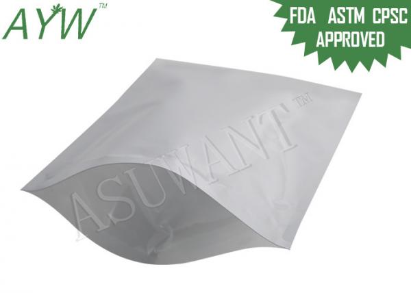 Quality Glossy Milk White Resealable Foil Bags Mylar Packing Weed With Reusable Zipper for sale