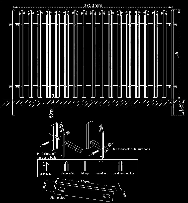 Q235 Welded Wire Mesh Fence Pvc Galvanized Palisade Fencing For Garden