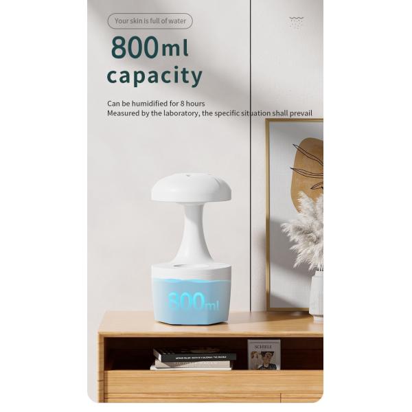 HOMEFISH Anti Gravity Cool Mist Humidifier Small Room Back Flow Humidification Machine White 800ml Capacity