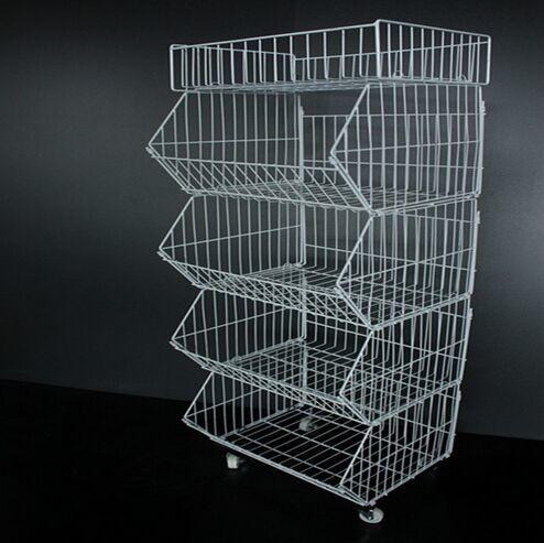 Quality Metallic Supermarket Display Corner Wire Storage Baskets / Metal Wire Baskets for sale