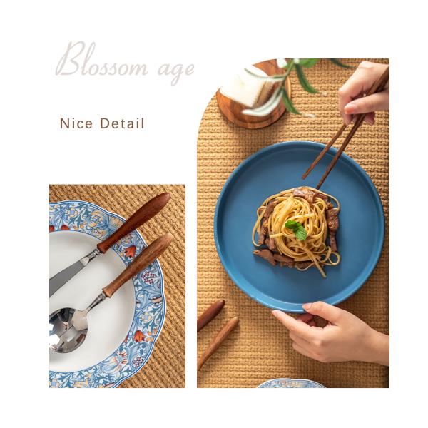 6-Person Bohemian Tableware Set With Ceramic Dinner Plates Bowls And Charger Plates