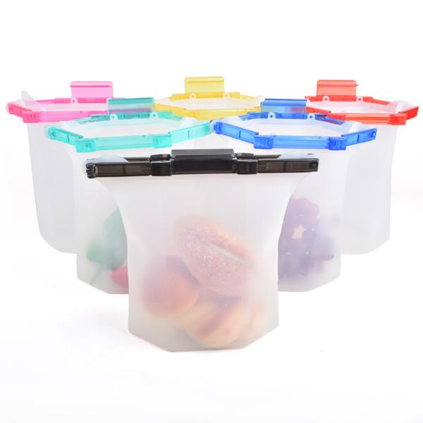 500ml 1000ml Collapsible Silicone Food Storage Bag Silicone Freezer Bags