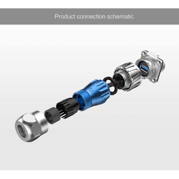 CNLINKO Waterproof IP68 USB 3.0 Connector Panel Mount Usb with Dust Cover for Cabinet Box